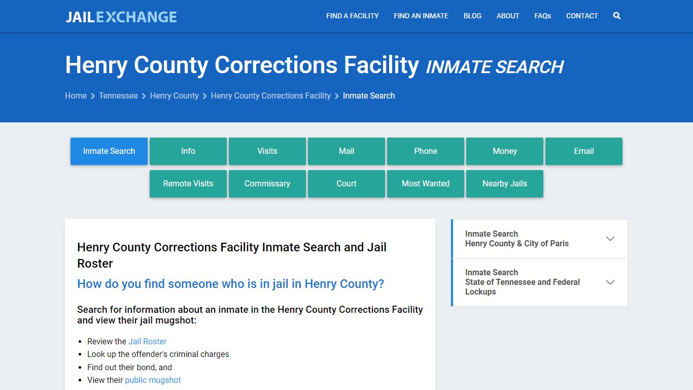 Henry County Corrections Facility Inmate Search - Jail Exchange